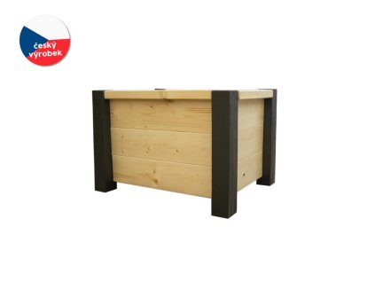 Záhradný kvetináč s vyberateľnou vložkou - drevo/kov prírodný