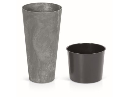 Kvetináč TUBUS SLIM BETON EFFECT + vklad marengo 30 cm