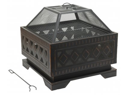 32757 ohnisko square copper patina s poklopom