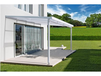 Hliníková pergola Terrassendach Premium 3,09 x 3,06 m - číry akryl/biela