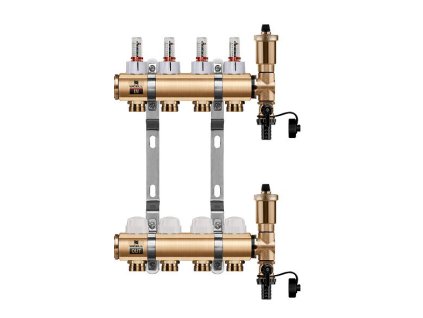 39275 podlahovy rozdelovac wigell 4 okruhy mosadzny automaticke odvzdusnovanie