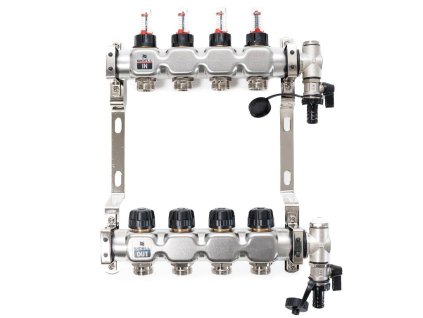 39362 1 podlahovy rozdelovac wigell 4 okruhy nerez odvzdusnovanie na kluc