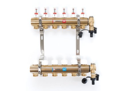 39371 1 podlahovy rozdelovac wigell 6 okruhov mosadzny odvzdusnovanie na kluc