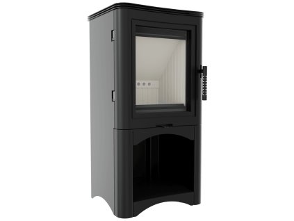 Krbové kachle KRATKI KOZA K5 s úložným priestorom, čierna