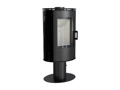 Krbové kachle KRATKI KOZA AB s oceľovou hornou doskou a otočnou nohou, čierna kachľa