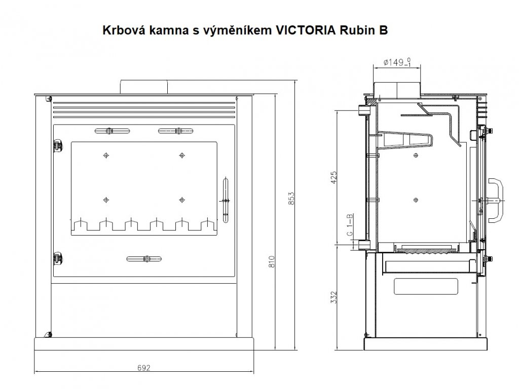 Kachle s výmenníkom RUBIN B slonová kosť HO3073