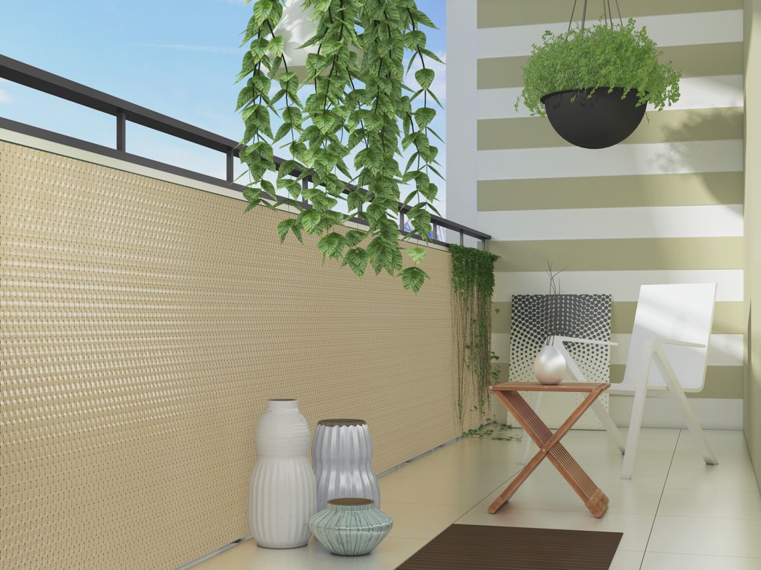 Zástena na balkón LEGI 5 x 1 m, ratan, krémová ZJSG03611RD18