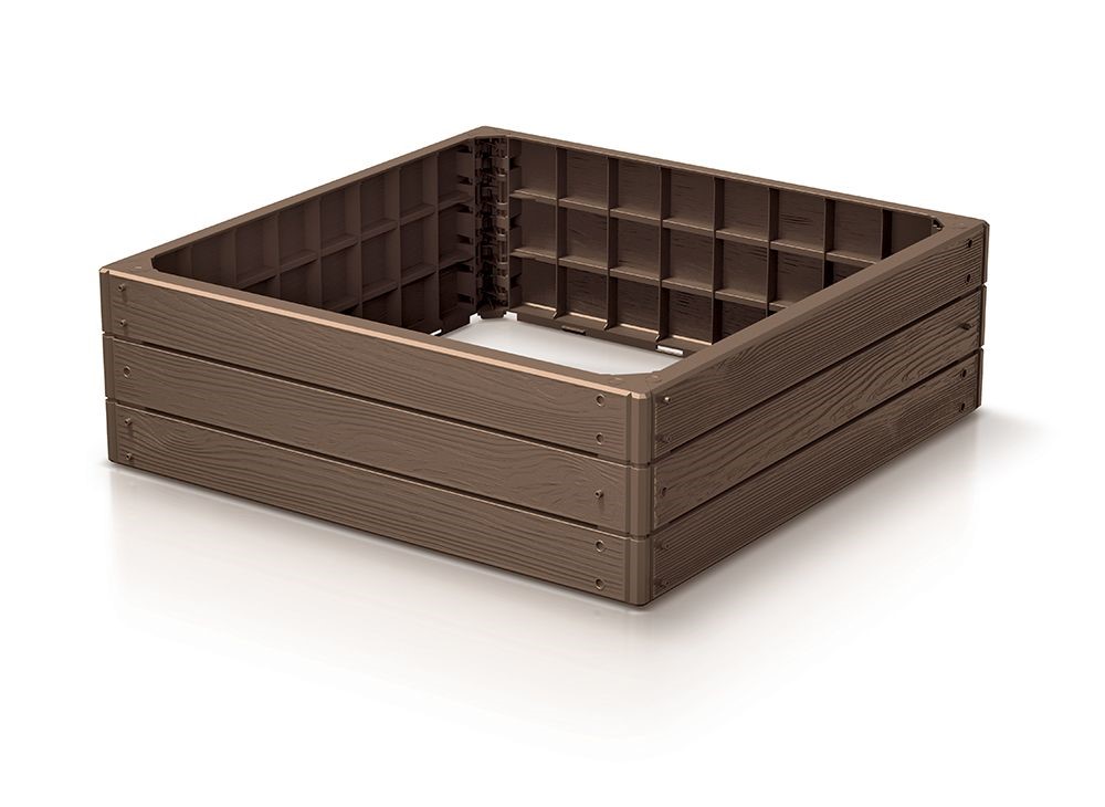 E-shop Prosperplast Vyvýšený záhon BASE WOODY, hnedý 75 x 75 x 25 cm