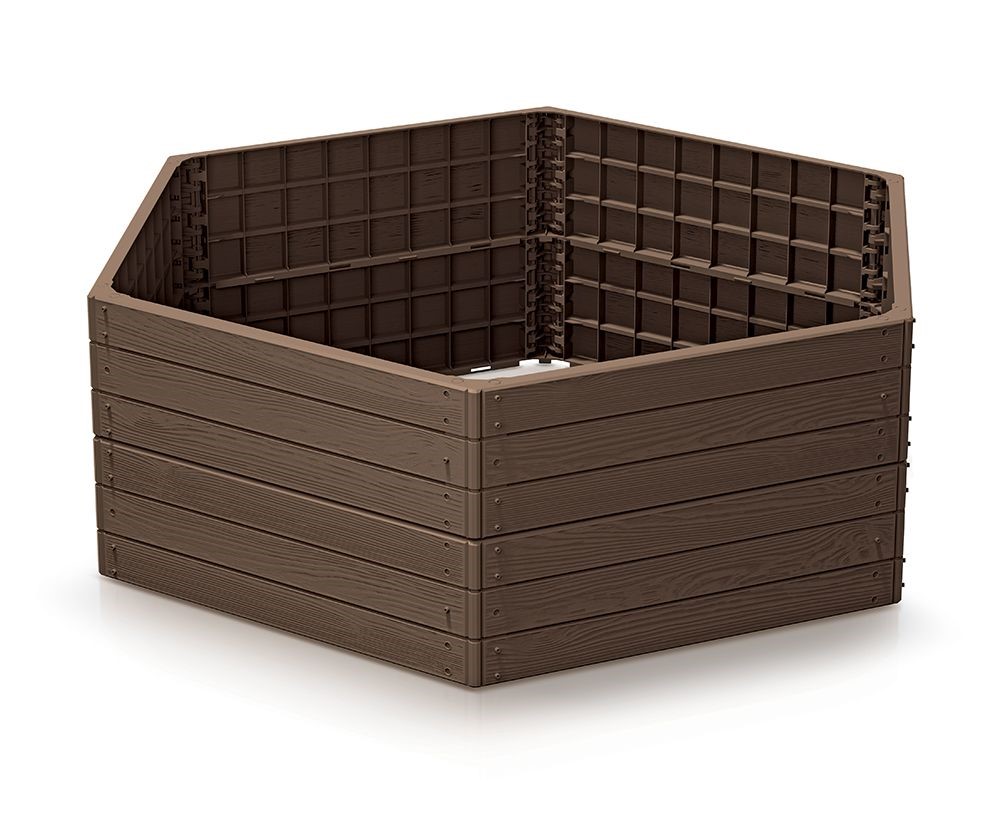 Prosperplast Vyvýšený záhon BASE WOODY, hnedý 148 x 129 x 25 cm