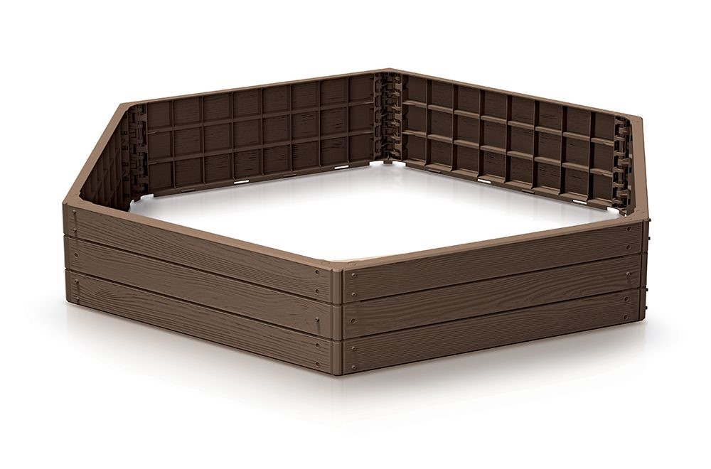 Prosperplast Vyvýšený záhon BASE WOODY, hnedý 148 x 129 x 25 cm
