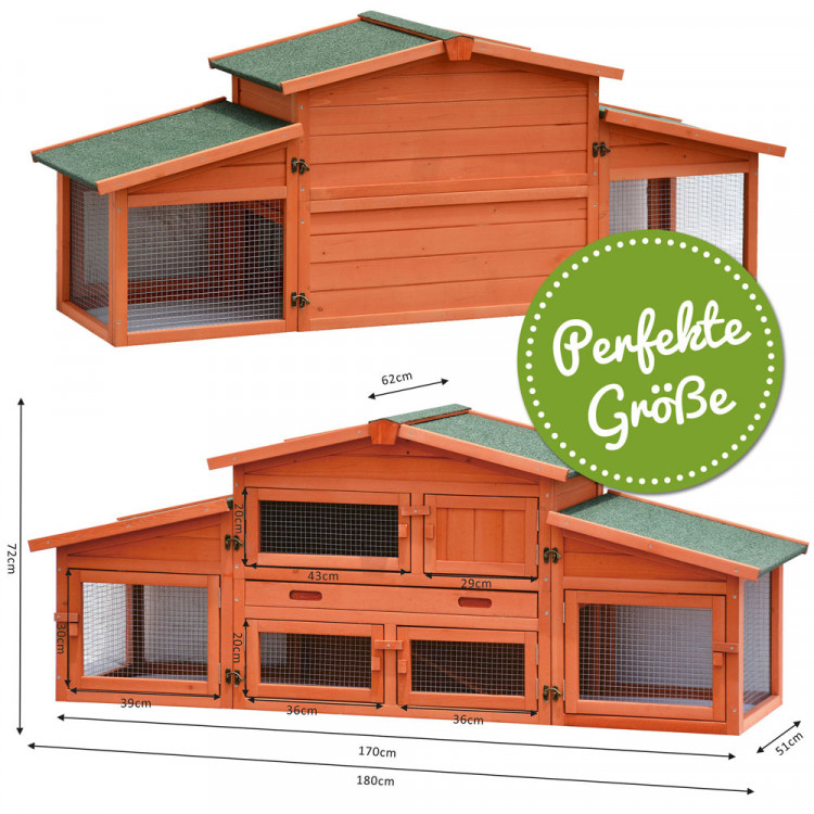Agrofortel Drevená králikáreň PRACHATICA, 1800x620x720 mm
