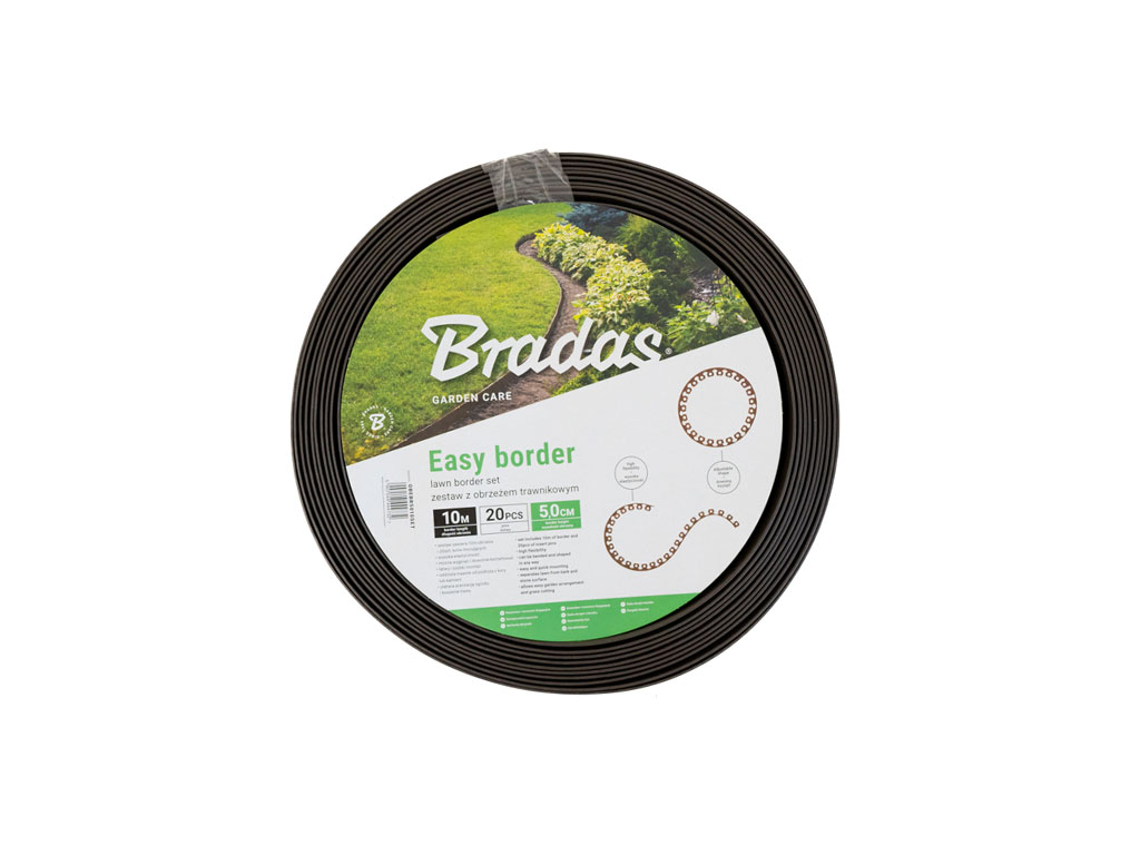 Bradas Neviditeľný obrubník 2v1 10 m x 50 mm, hnedá (vrátane klincov)