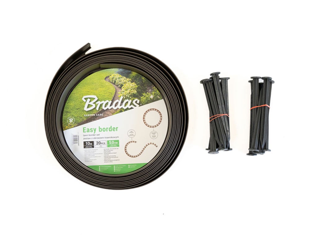Bradas Neviditeľný obrubník 2v1 10 m x 50 mm, čierna (vrátane klincov)