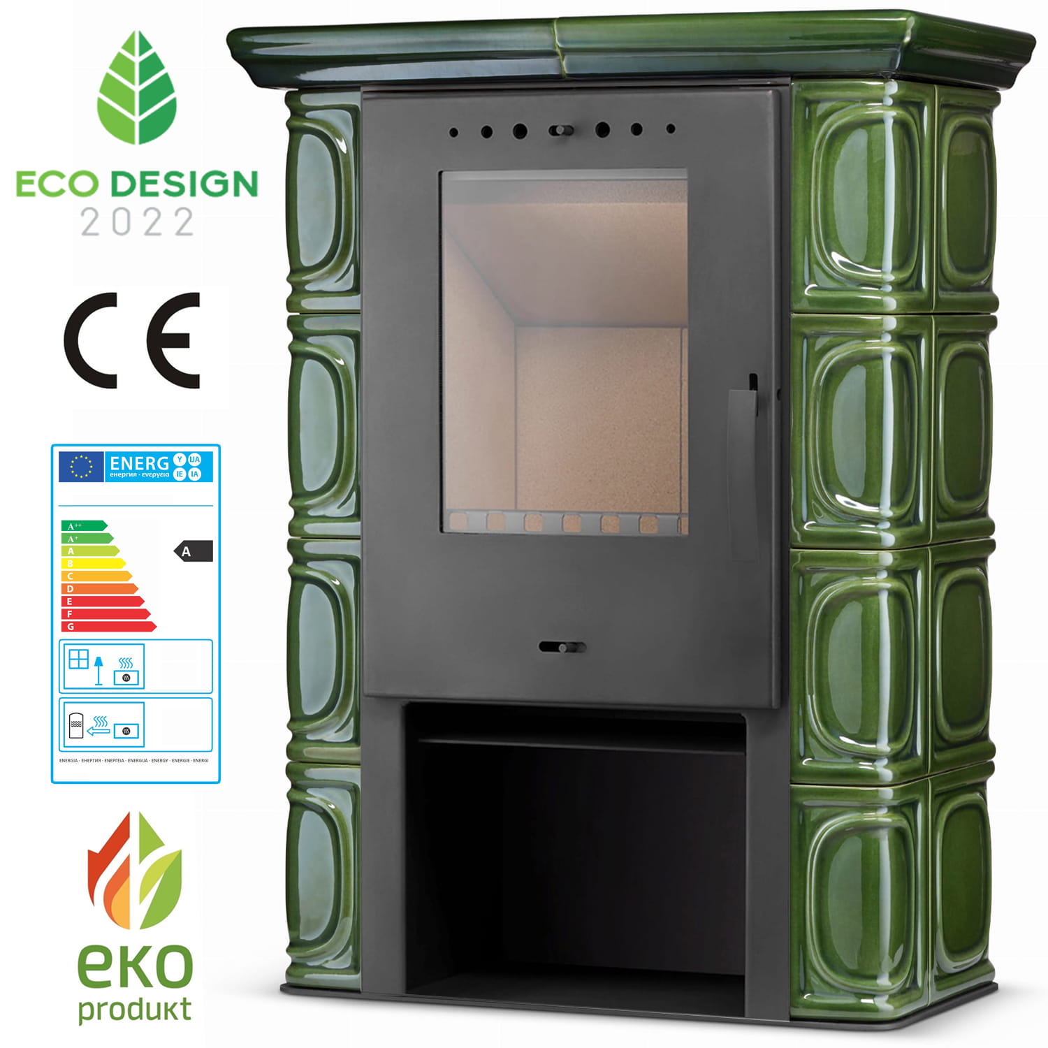 Krbové kachle Flama ELDUR ECO - zelená