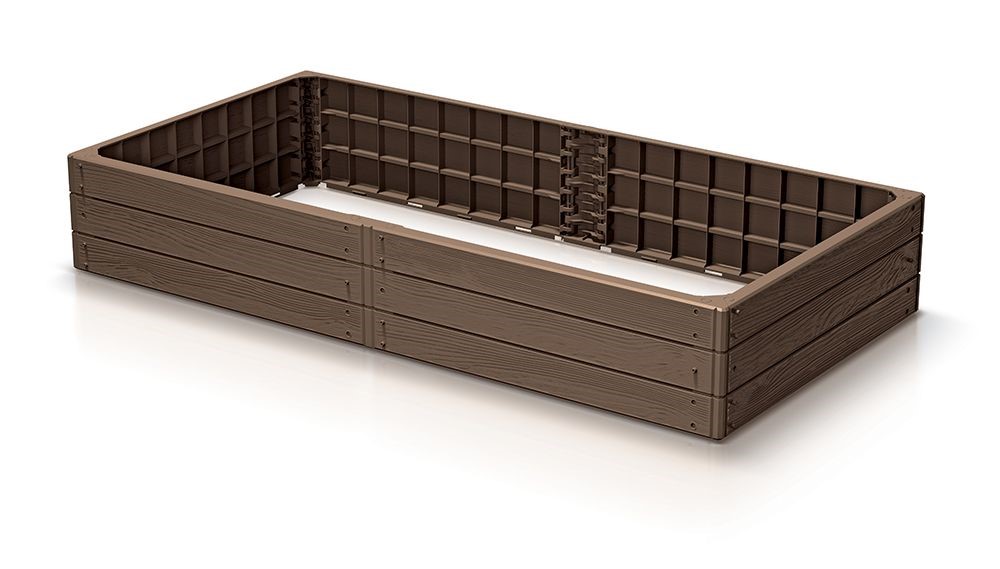 E-shop Prosperplast Vyvýšený záhon BASE WOODY, hnedá 149 x 75 x 25 cm