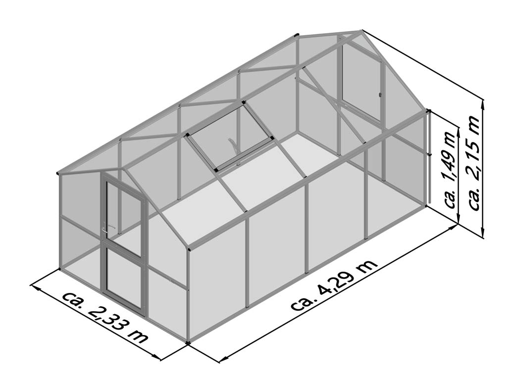 Záhradný skleník KGT Rose IV 4,3 x 2,3 m, zelená