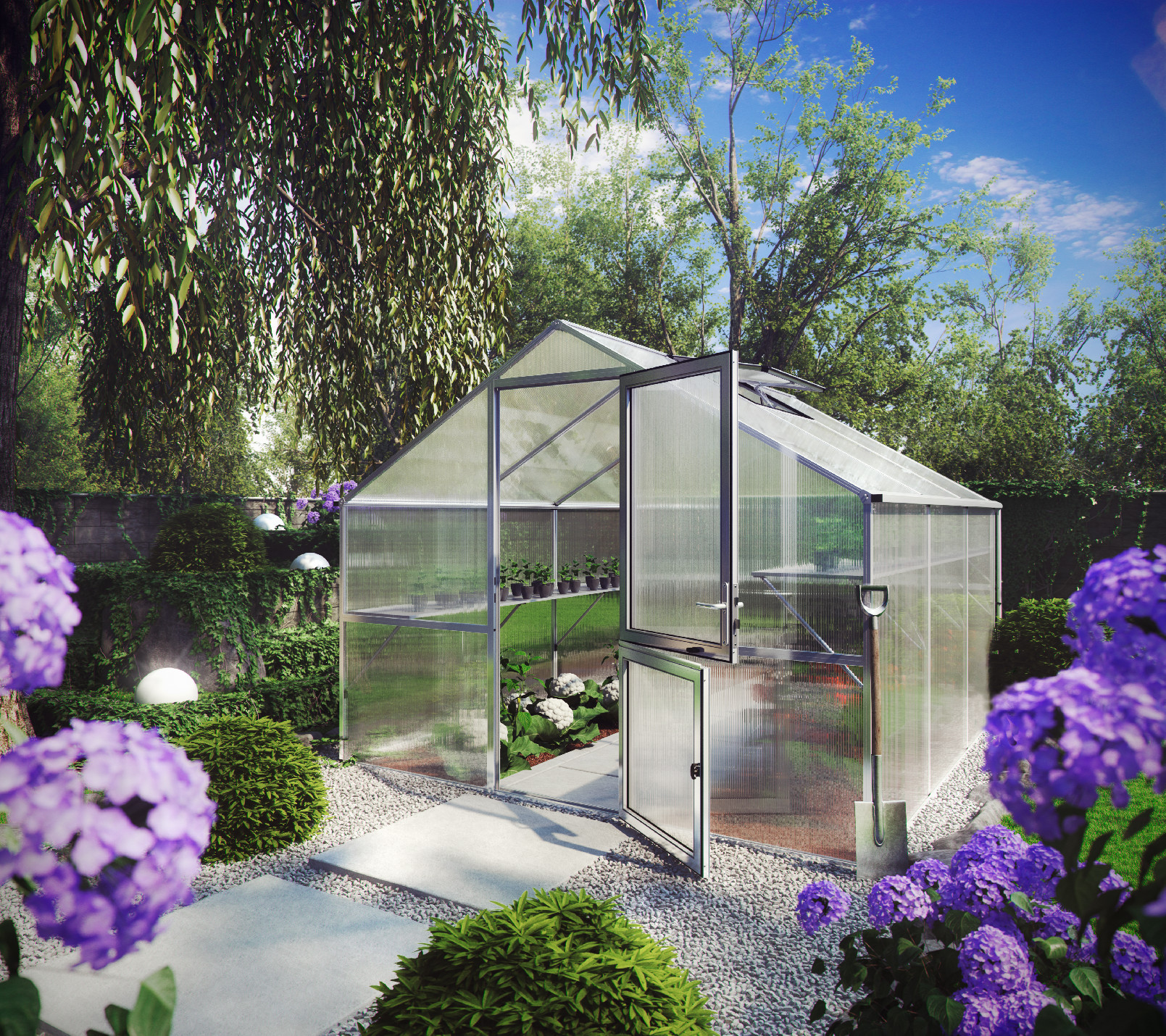 Záhradný skleník KGT Orchidee III 3,2 x 3 m, sivá hliník