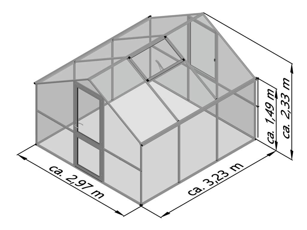 Záhradný skleník KGT Orchidee III 3,2 x 3 m, zelená