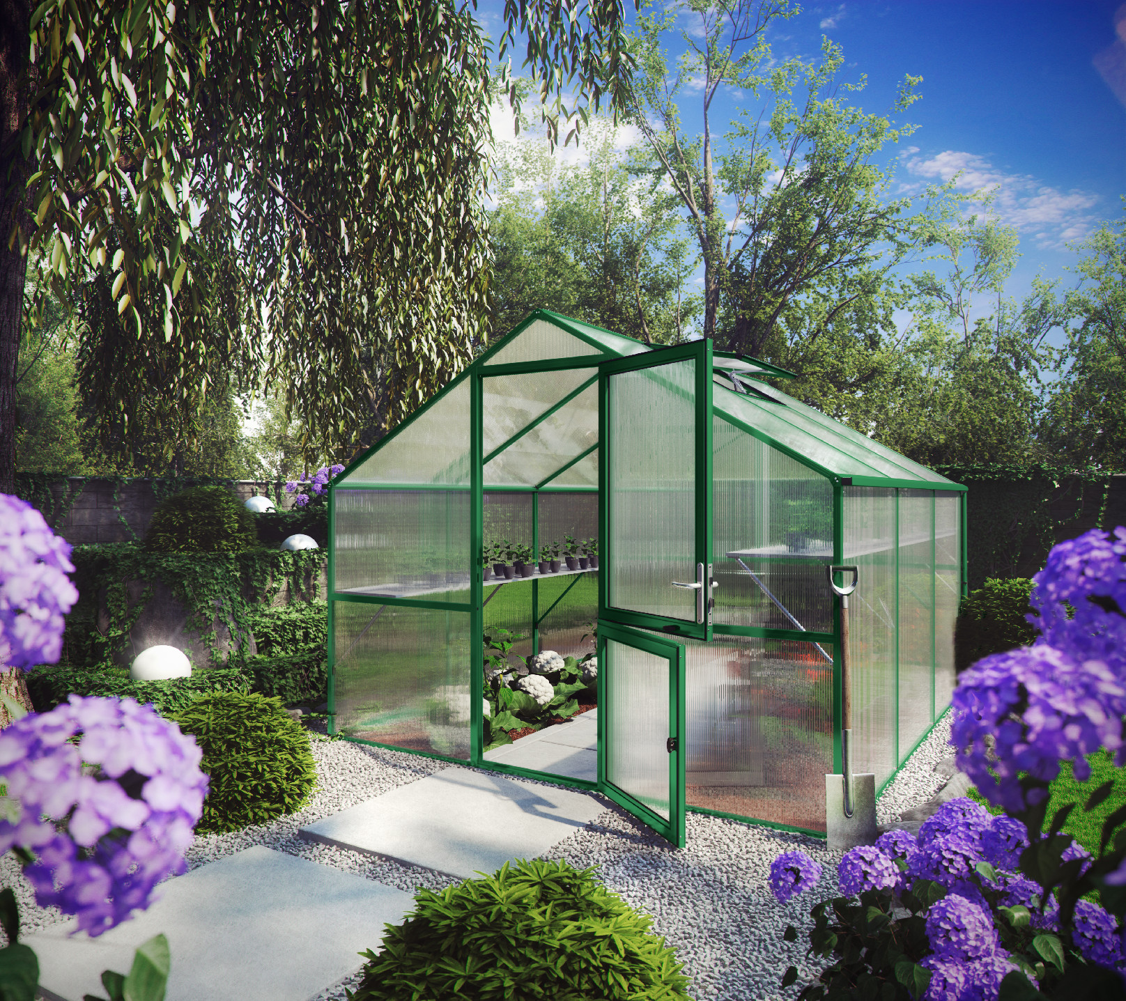 Záhradný skleník KGT Orchidee III 3,2 x 3 m, zelená