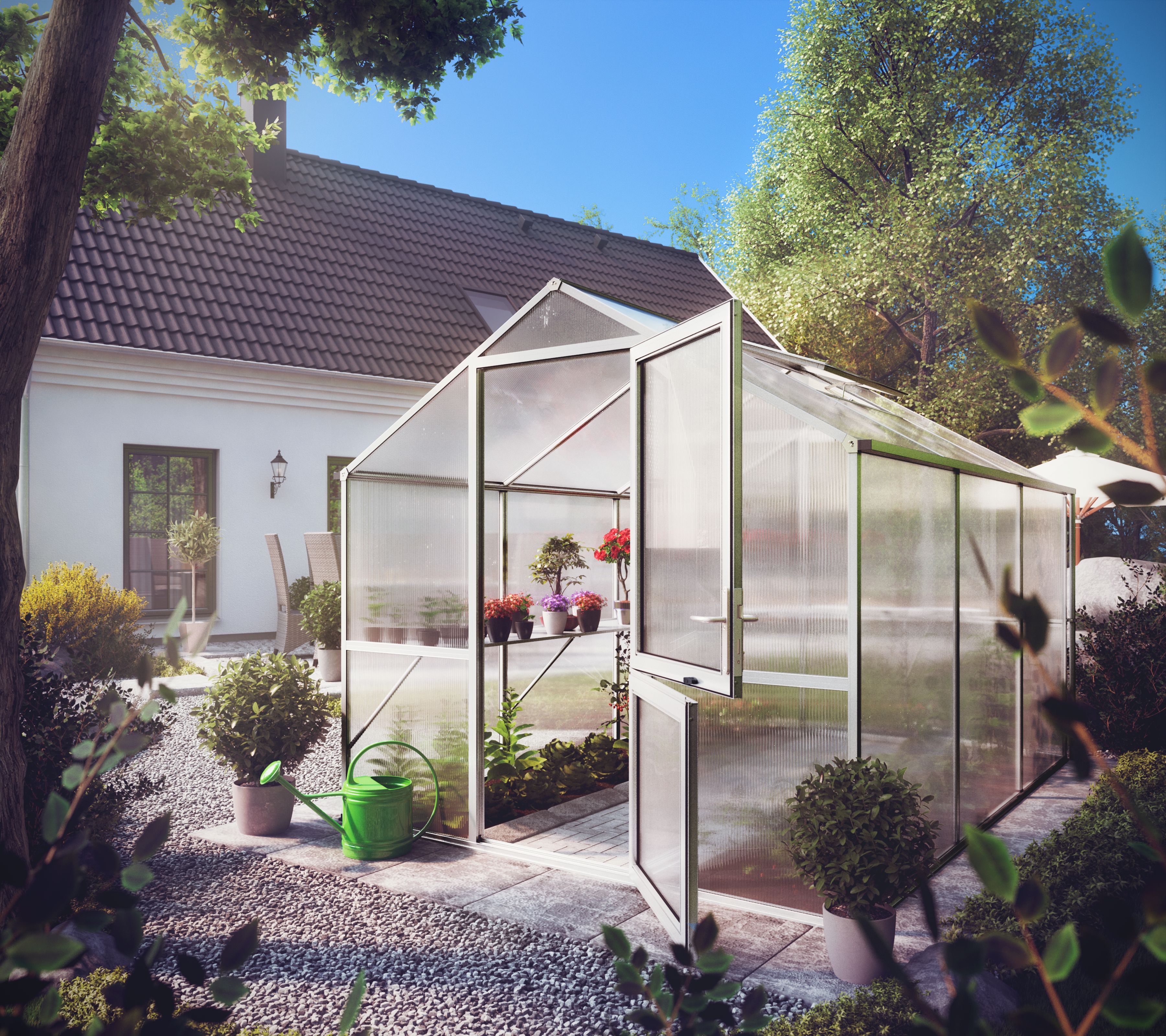 Záhradný skleník KGT Rose III 3,2 x 2,3 m, sivá hliník