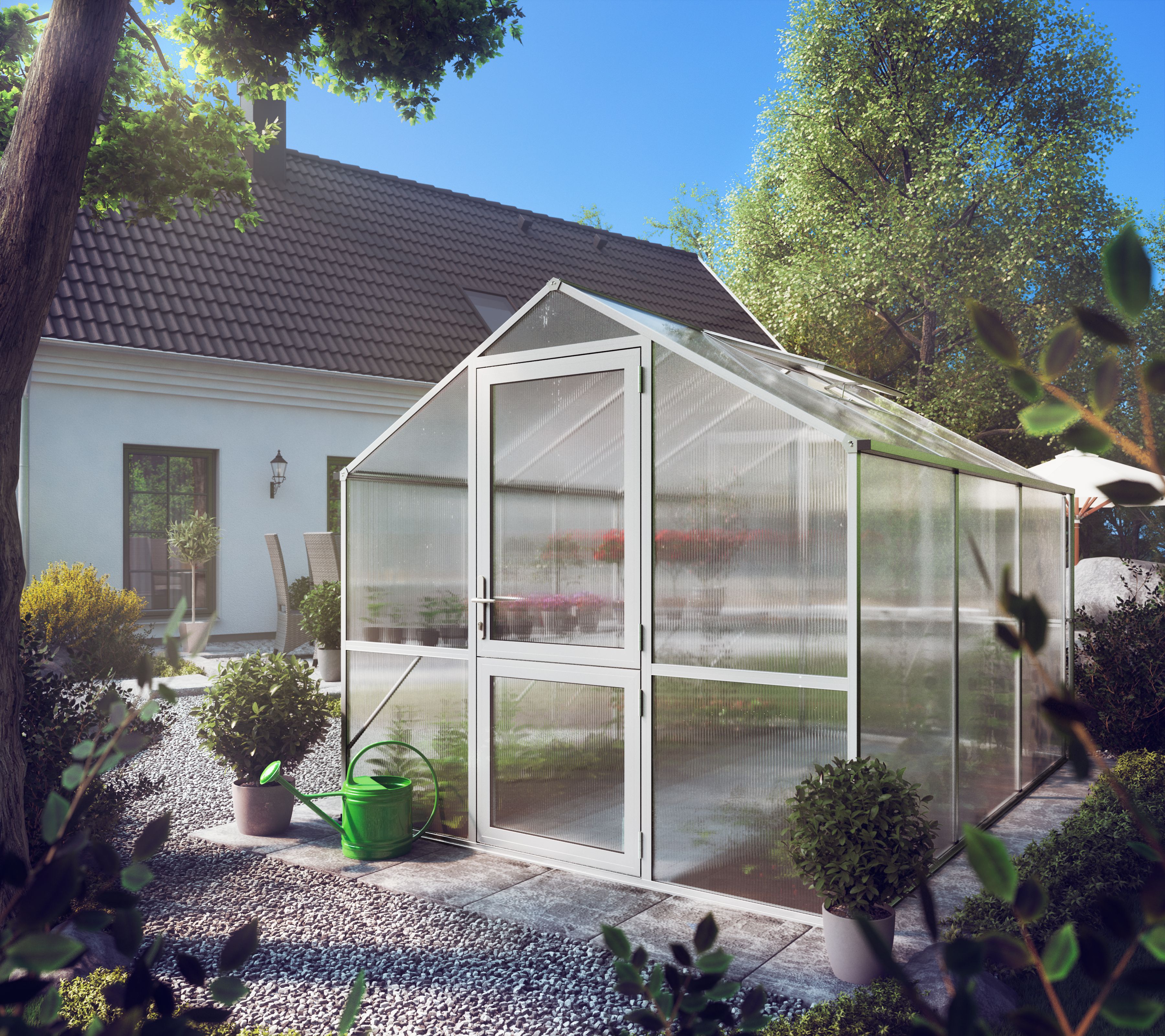 Záhradný skleník KGT Rose III 3,2 x 2,3 m, sivá hliník
