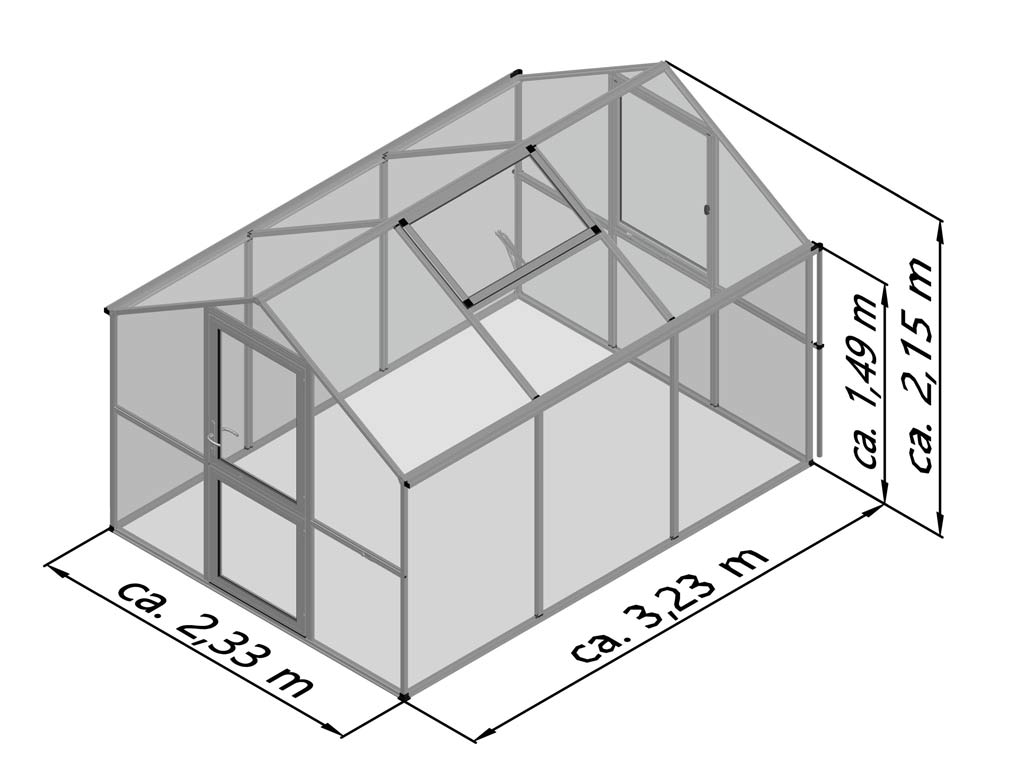 Záhradný skleník KGT Rose III 3,2 x 2,3 m, zelená