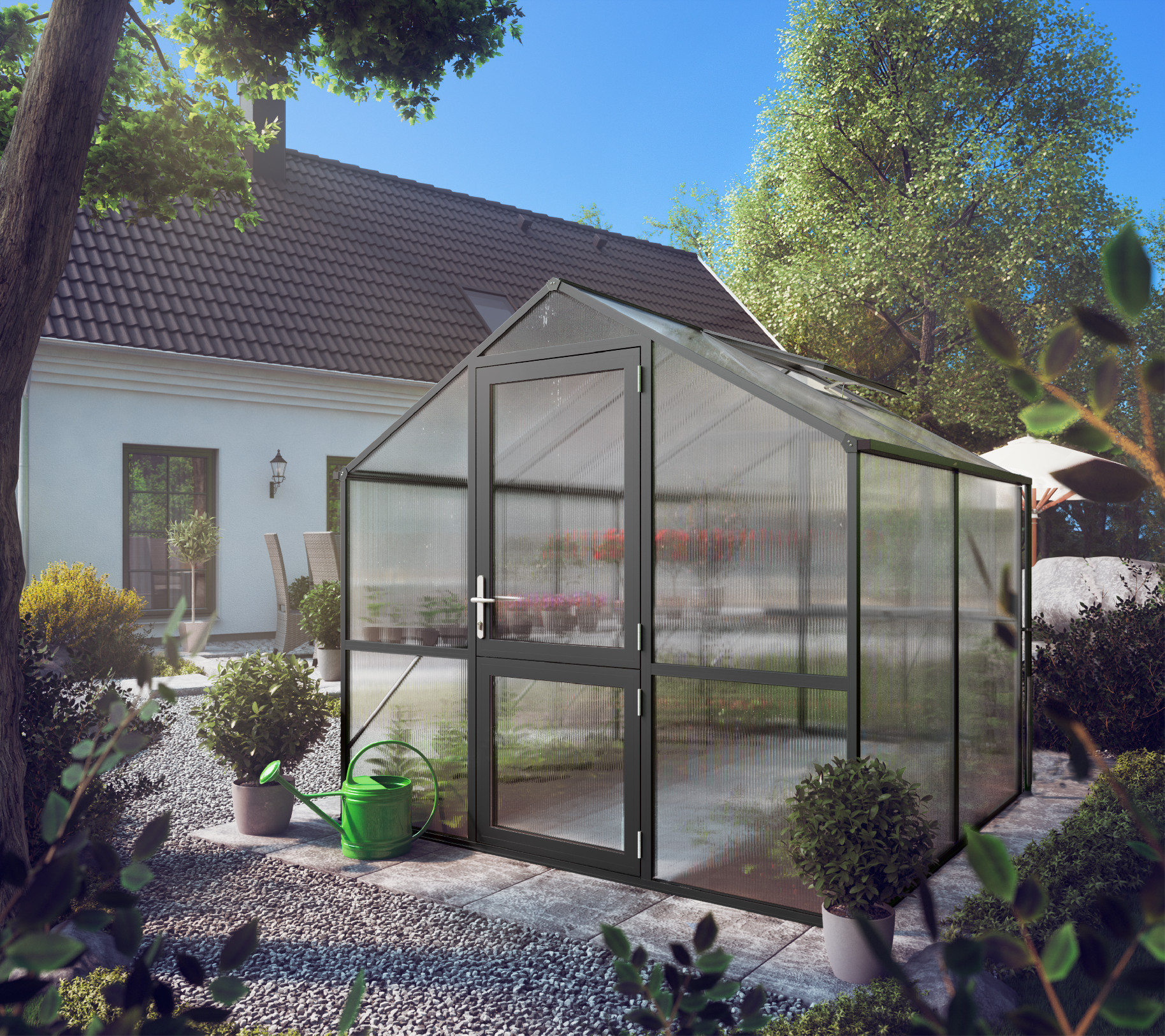 Záhradný skleník KGT Rose II 2,2 x 2,3 m, antracit/sivá