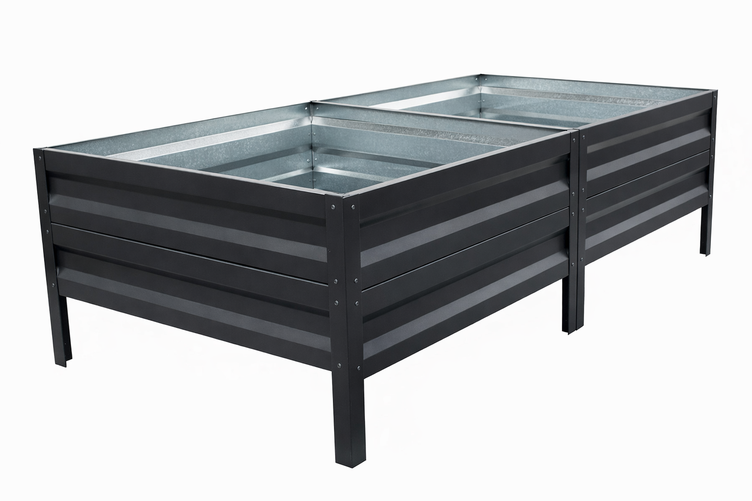 Vyvýšený záhon LEGI 1 × 2 m, pozinkovaný oceľový rám, výška 40 cm, antracit